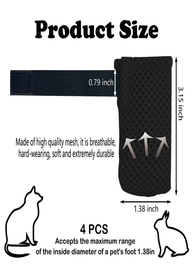 Esamploe 4 PCS Cat Mittens to Prevent Scratching,Mesh Breathable Cats Shoes,Adjustable Cat Anti Scratch Gloves,Suitable for Cats When Bathing and Nail Trimming(S,Black) - Image 2