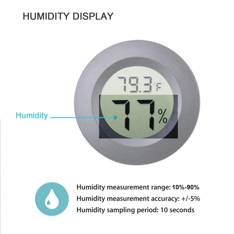 Veanic 2-Pack Mini Hygrometer Thermometer Fahrenheit or Celsius Meter Digital LCD Monitor Indoor Room Round Humidity Temperature Gauge for Humidors Home Greenhouse Babyroom Reptile Incubator - Image 4