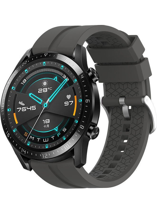 NIBEMINENT Silicone Watch Strap Replacement With Buckle For Huawei GT 2 Grey - Image 1