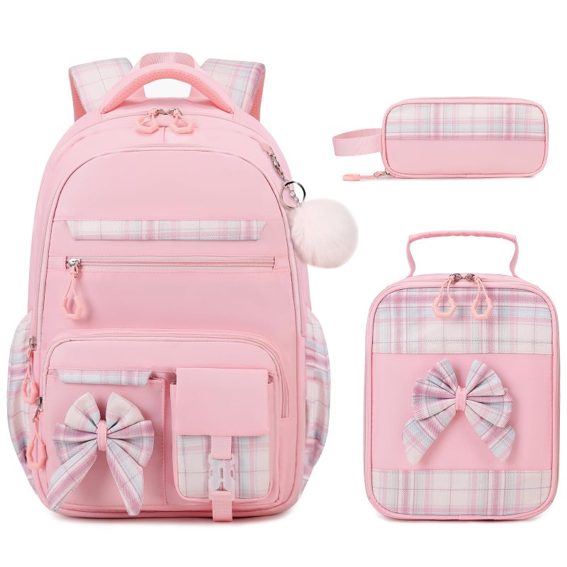 DIGOBAY Backpack for Girls, 3PCS Girls Backpack for School with Lunch Bag Pencil Case, Cute Kids Teens Bookbag for Kindergarten Elementary Preschool Middle School - Image 1