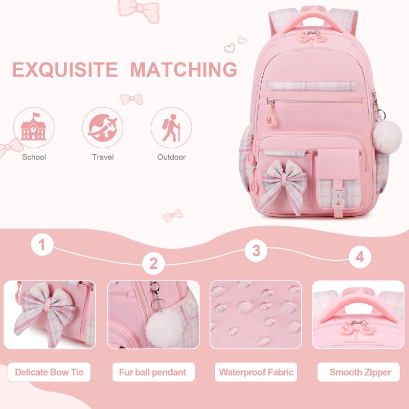 DIGOBAY Backpack for Girls, 3PCS Girls Backpack for School with Lunch Bag Pencil Case, Cute Kids Teens Bookbag for Kindergarten Elementary Preschool Middle School - Image 5