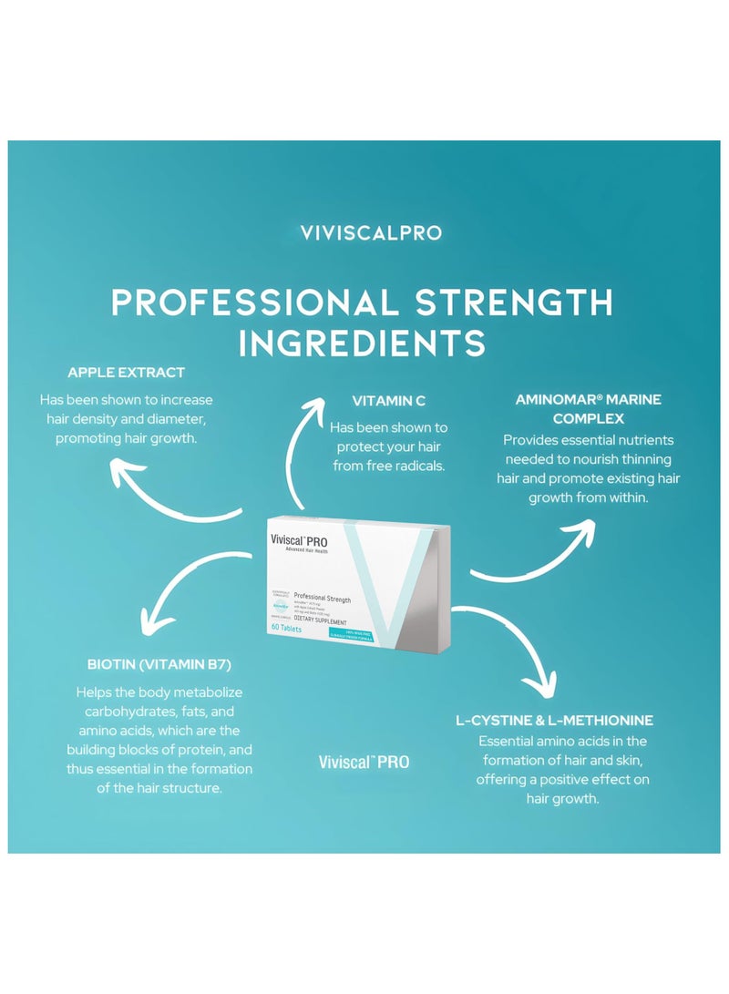 Viviscal Professional Advance Hair Health Dietary Supplement with Vitamin C, Marine Collagen for Men and Women - 60 Tablets - Image 4