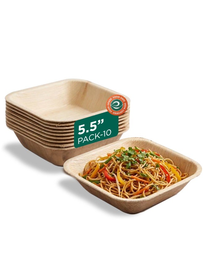 ECO SOUL 10 Piece -  16 oz - 5.5" Square Palm Leaf Bowl, Eco Friendly, Compostable, Disposable - Image 1