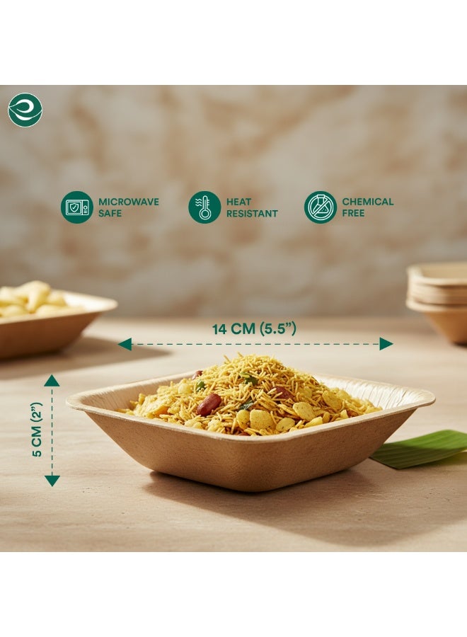 ECO SOUL 10 Piece -  16 oz - 5.5" Square Palm Leaf Bowl, Eco Friendly, Compostable, Disposable - Image 2