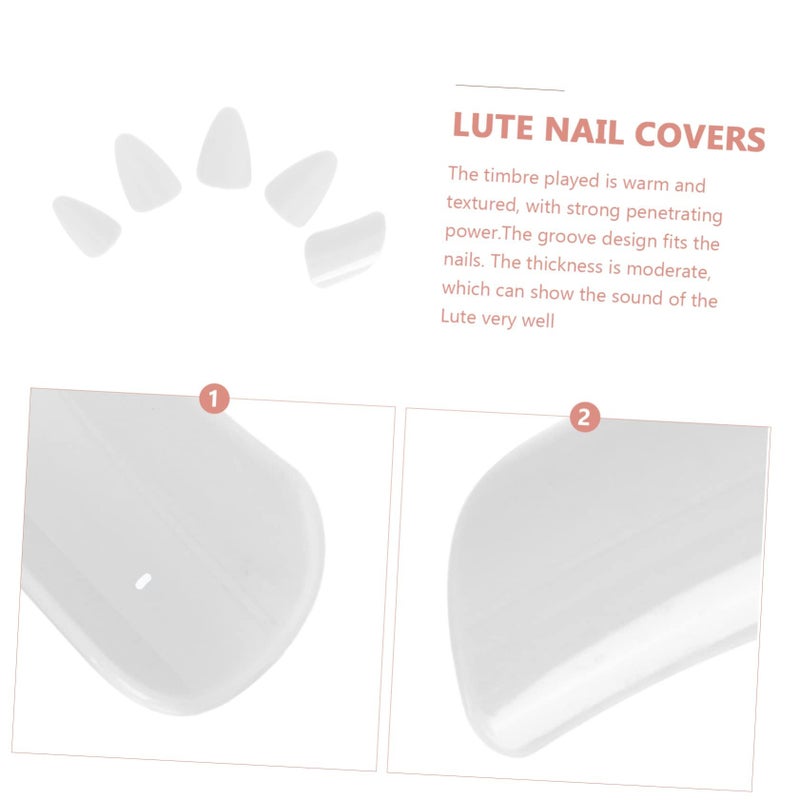 White Nylon Lute Nails 5 Pieces Comfortable Portable for Guzheng String Instruments - Image 4
