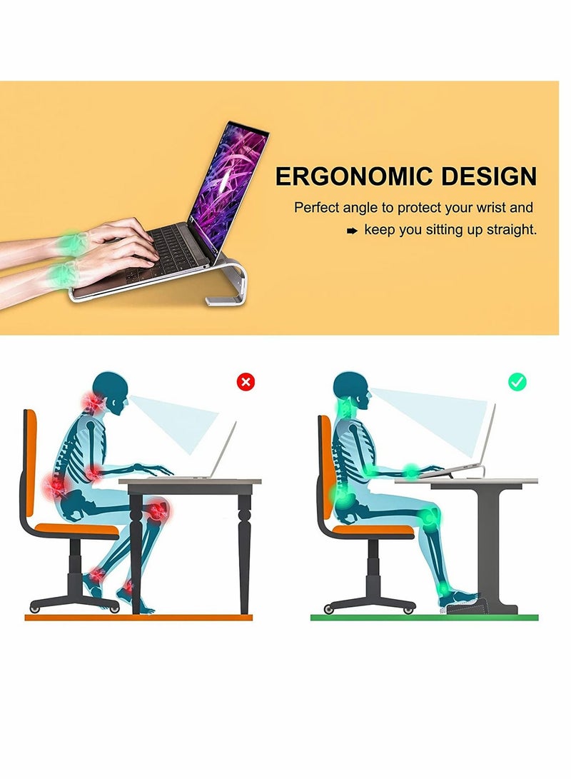 Y&D Computer Stand, Laptop Stand for Desk, Ventilated Ergonomic Aluminum Notebook Compatible with MacBook Air, Suitable 10-17 Inch Laptop, Work from Home (Silver)  - Image 3