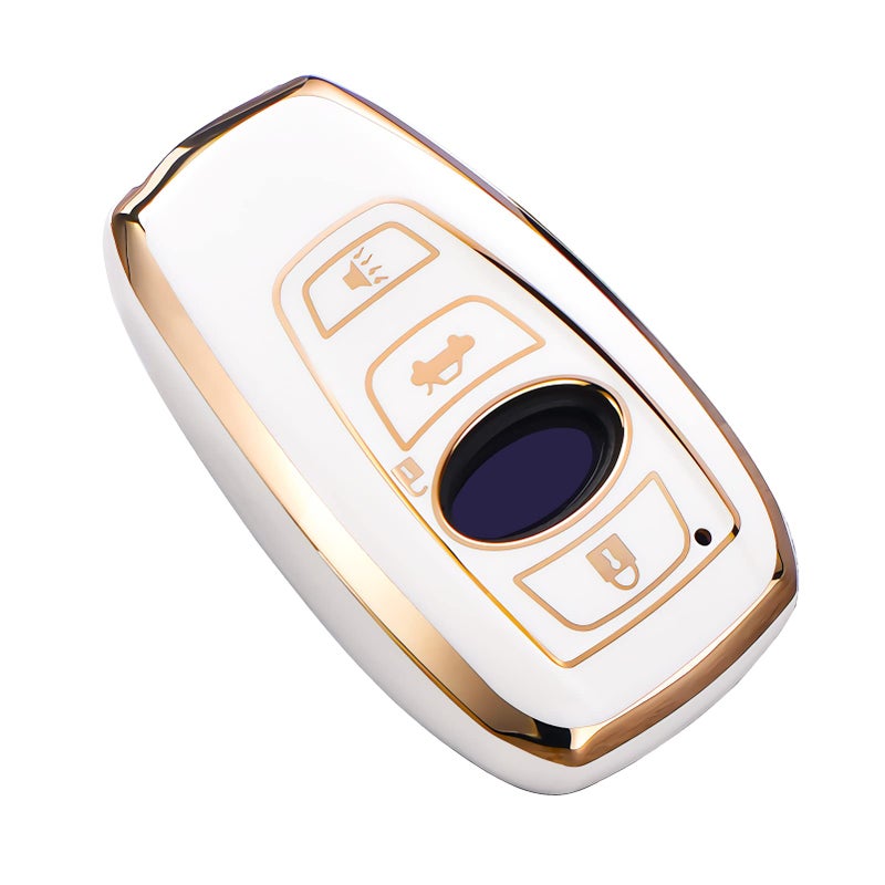 Cacacar for Subaru Key Fob Cover, for Forester Outback BRZ Legacy CrossTrek Premium Soft TPU 360 Degree Protection Key Case Remote Key Holder (Ivory) - Image 1