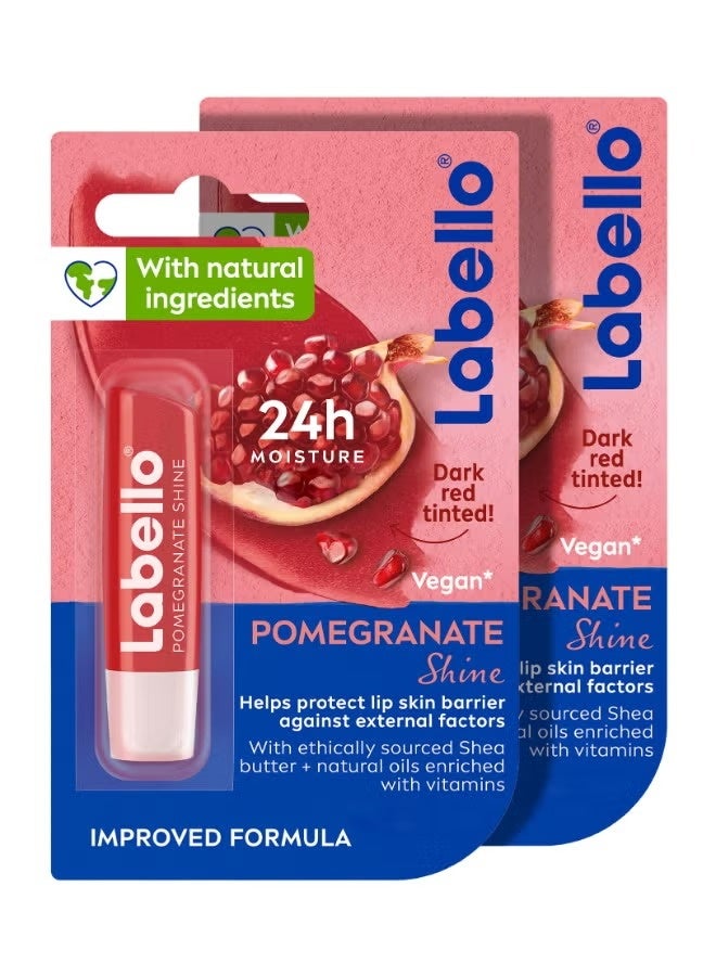 Labello Pack Of 2 Moisturizing Lip Balm Pomegranate Shine 4.8grams - Image 1