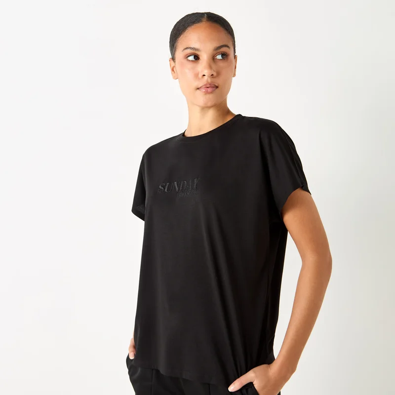 ADOT by Splash Embroidered T-shirt with Crew Neck and Short Sleeves