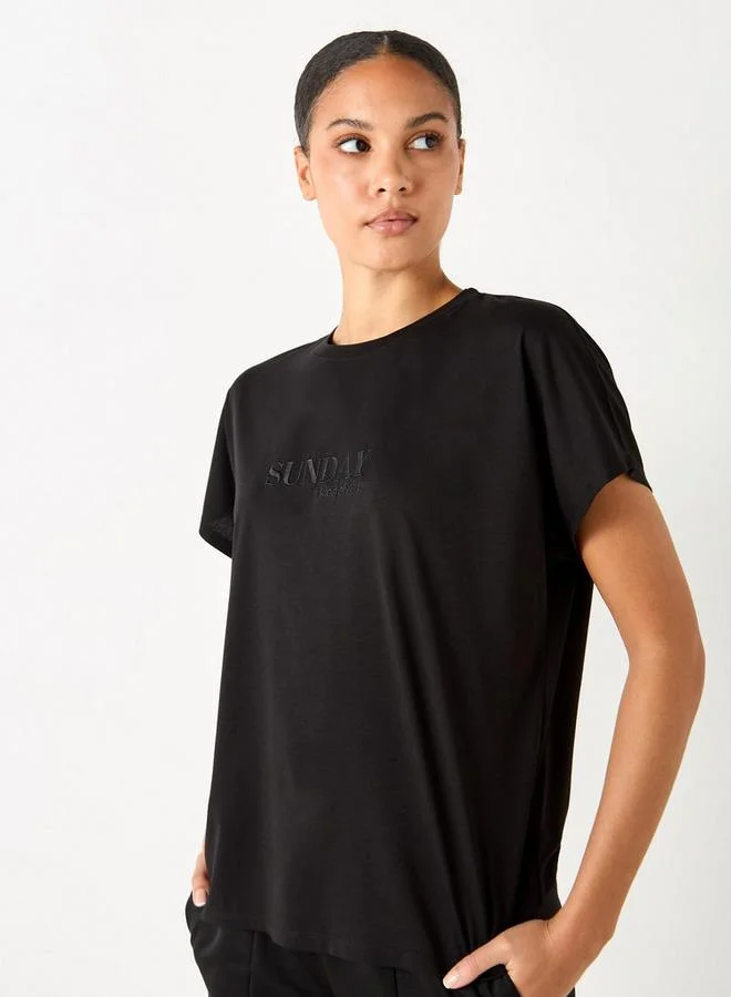 ADOT by Splash Embroidered T-shirt with Crew Neck and Short Sleeves