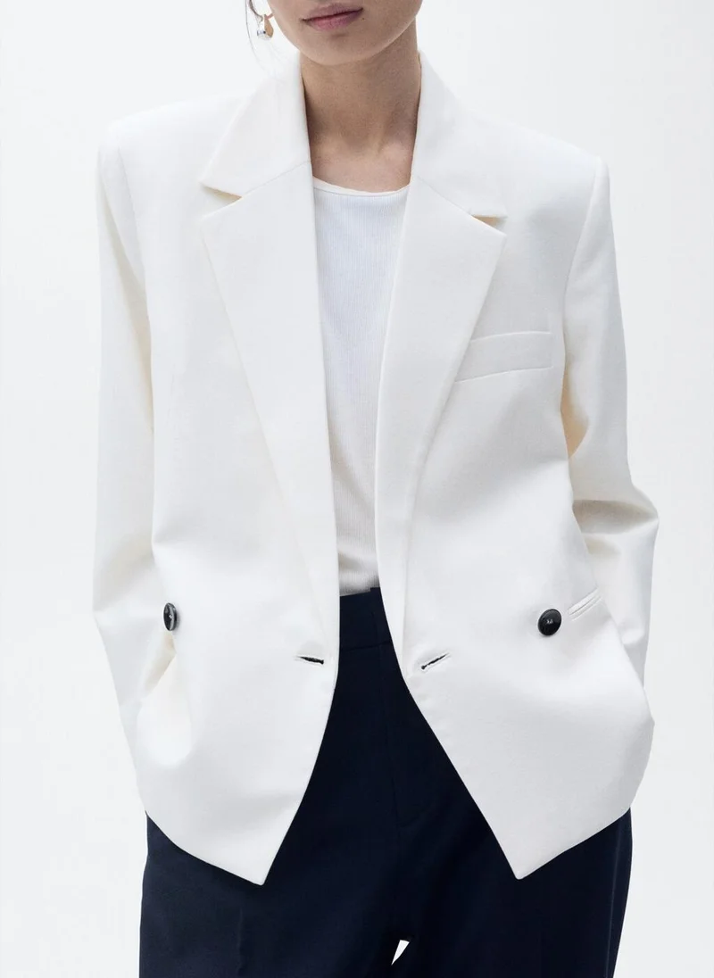 MANGO Contrast Double-Breasted Blazer