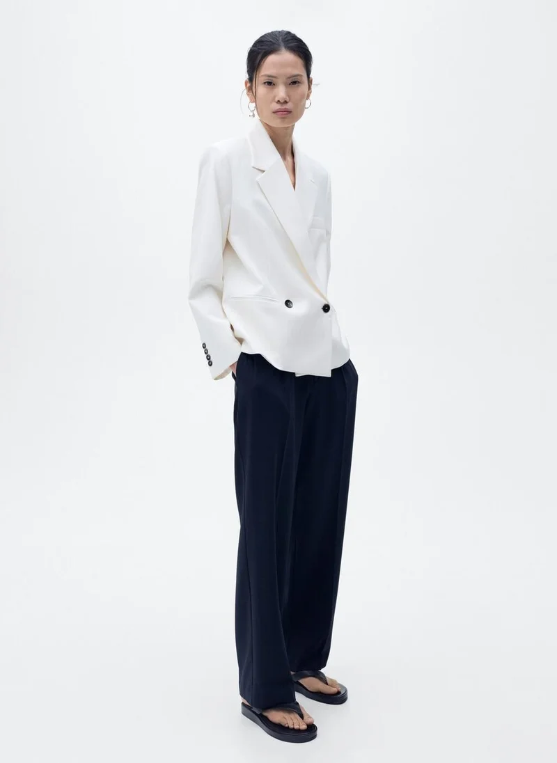 MANGO Contrast Double-Breasted Blazer