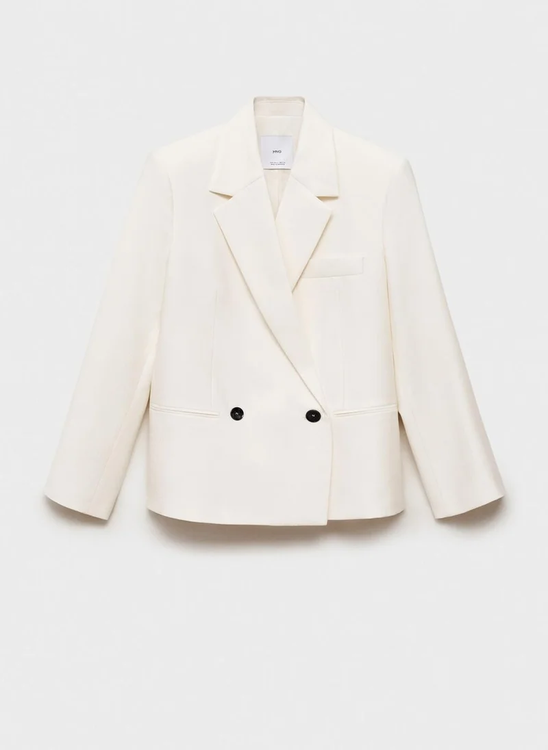 MANGO Contrast Double-Breasted Blazer