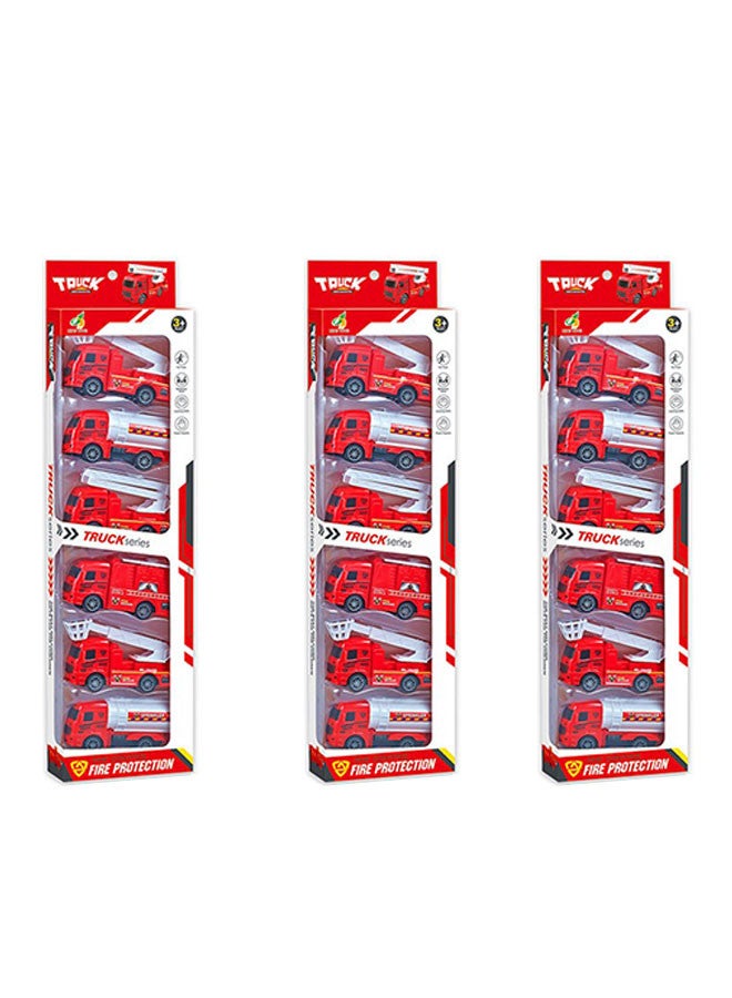 Toyland عبوة 3 من 6 قطع من سلسلة شاحنات الحماية من الحرائق القابلة للسحب