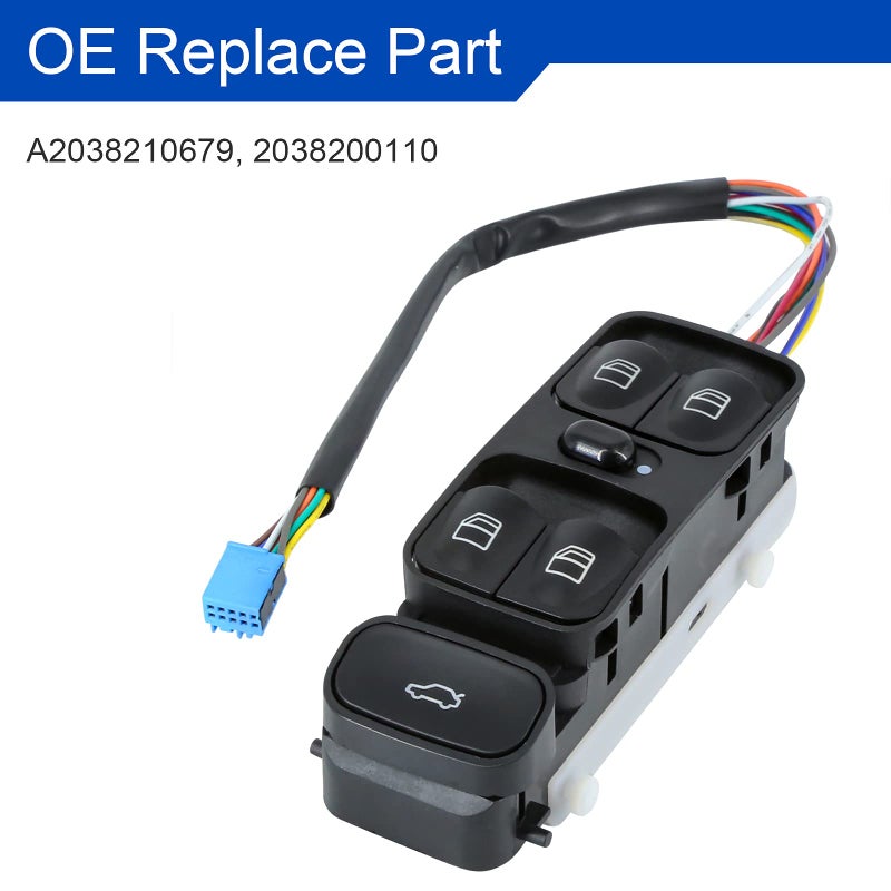 MOJTBE Power Window Master Switch Compatible with 2001-2005 Mercedes Benz C240 C320 2003-2007 C230 2006 2007 C280 C350 02-04 C32 AMG 05-06 C55 AMG Replace OE# 2038200110 Driver Side - Image 5