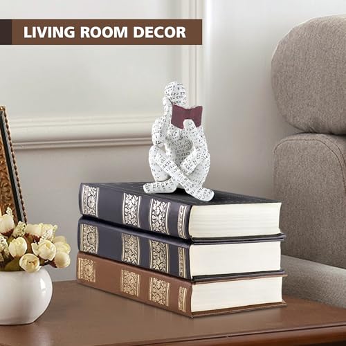 GRAPMKTG Home Decor Pulp Reading Women Thinker Statue Aesthetic Sculpture Room Decor Modern Abstract Decoration on Shelf Table Desk for Living Room Office Bedroom A - Image 4