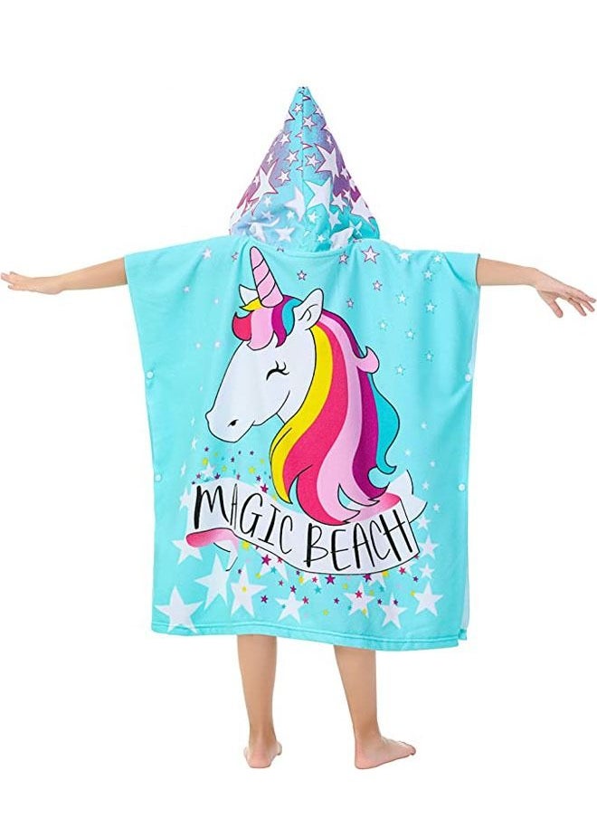 ZCM-HAPPY Kids Hooded Cape Bath Towel Microfiber Towel for Bathing Swimming  - Image 2