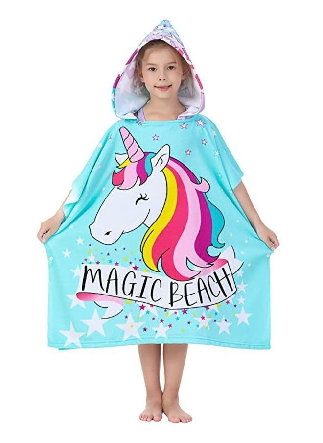 ZCM-HAPPY Kids Hooded Cape Bath Towel Microfiber Towel for Bathing Swimming  - Image 1