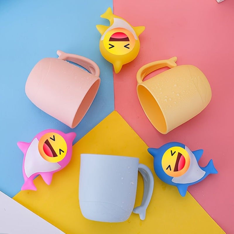 Pink 1pc كوب غسول الفم على شكل دلفين لطيف، تصميم كرتوني إبداعي، مقاوم للسقوط، هدية للمنزل والحمام. - Image 2