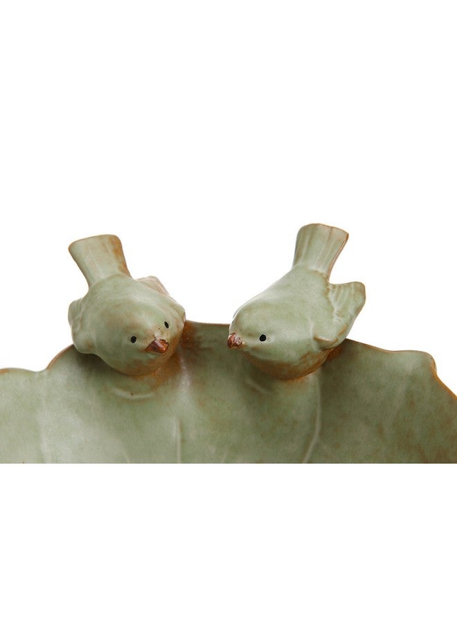 MyGift Decorative 2 Birds Garden Design Ceramic Green Serving Bowl/Jewelry Tray/Candy & Nut Dish - Image 4