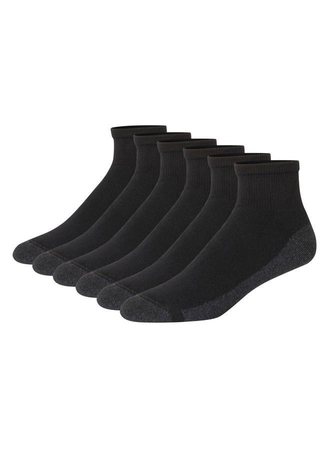 Evarne mens Hanes Men's Socks, 6-pair Pack Max Cushion Ankle, Black/Grey, Size 6-12 - Image 1