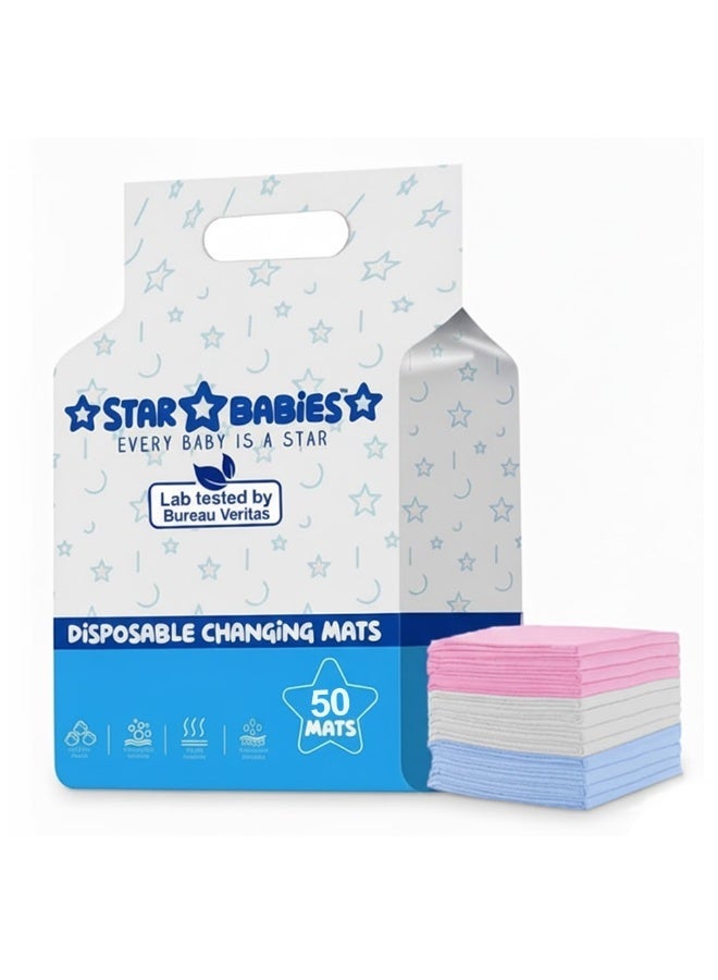 Star Babies disposable changing mats pack of 50 assorted  33x45-Blue,45x60-White,60x60-Pink - Image 1