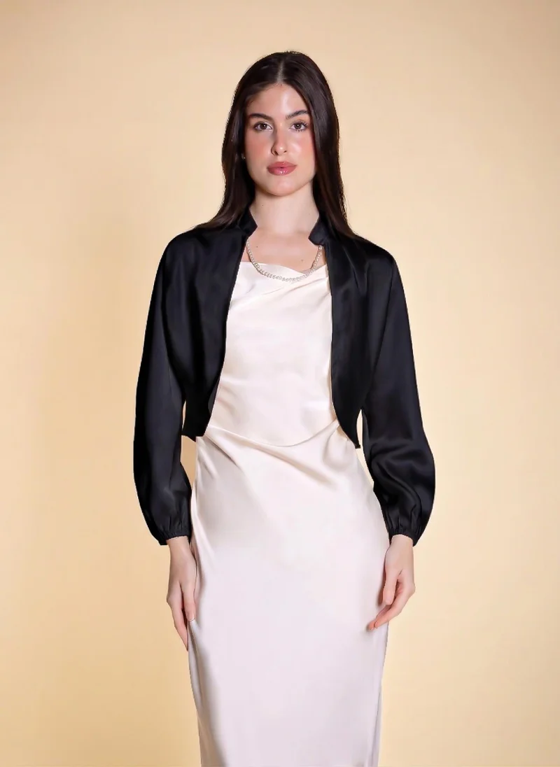 SHAPES SATIN CROPPED JACKET