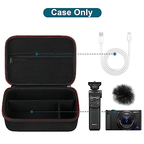 Canboc Carrying Camera Case for Sony ZV1F ZV1 ZV1 II Vlog Digital Camera Vlogger Accessory Kit Tripod Travel Storage Bag with Strap Mesh Pocket fit Cable Black Case Only - Image 3
