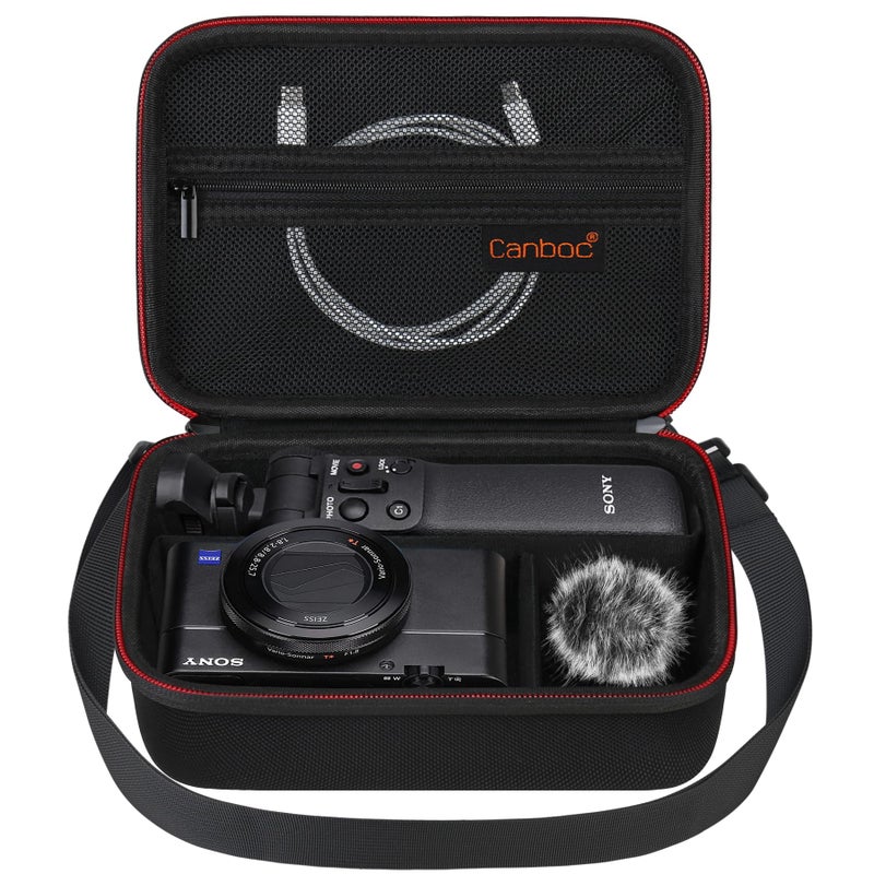 Canboc Carrying Camera Case for Sony ZV1F ZV1 ZV1 II Vlog Digital Camera Vlogger Accessory Kit Tripod Travel Storage Bag with Strap Mesh Pocket fit Cable Black Case Only - Image 2