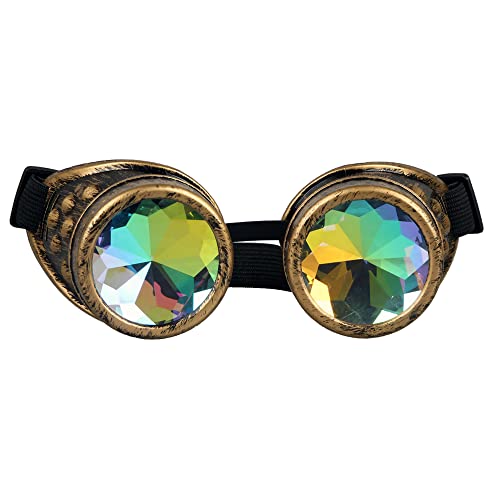 Lelinta Kaleidoscope Rave Goggles Steampunk Goggles Glasses Halloween Costume Accessories for Men Women Cosplay Party - Image 1