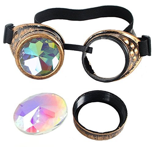 Lelinta Kaleidoscope Rave Goggles Steampunk Goggles Glasses Halloween Costume Accessories for Men Women Cosplay Party - Image 5