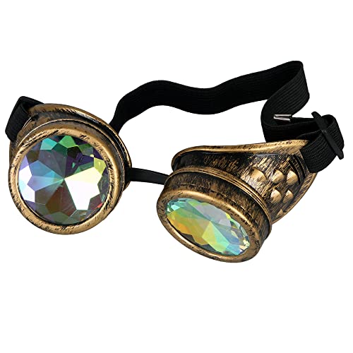 Lelinta Kaleidoscope Rave Goggles Steampunk Goggles Glasses Halloween Costume Accessories for Men Women Cosplay Party - Image 4