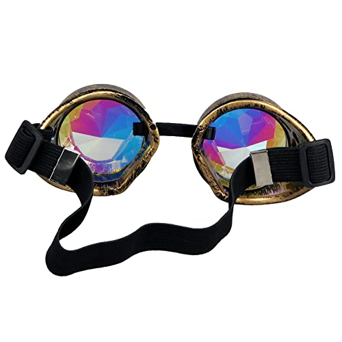 Lelinta Kaleidoscope Rave Goggles Steampunk Goggles Glasses Halloween Costume Accessories for Men Women Cosplay Party - Image 3