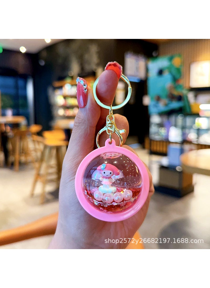 Generic Factory Wholesale Glowing Keychain Night Light Flashy TikTok Popular Three Lily Doll Grabbing Machine Pendant Chain Childrens G Rose planet melody/silver key ring 