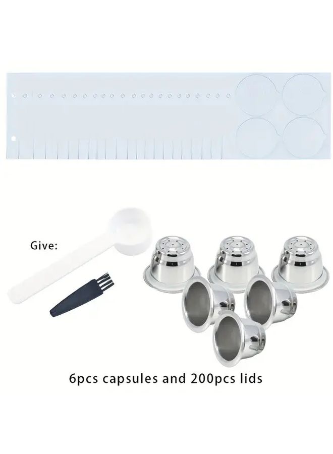 6 Pieces Stainless Steel Coffee Filter Cups With 200 Aluminum Foil Sealing Sheets - Image 1