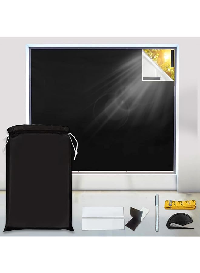 The Bros Portable Blackout Curtains 1.45mX3m,100% Blackout Blinds for Windows, No Need for Drilling, Portable Window Curtains,Fits Any Size Shape, Temporary Blackout Blinds for Bedroom (1)