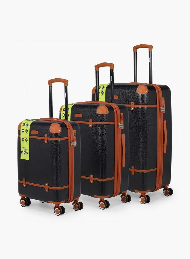 Wave 3-Piece Hardcase Luggage Trolley Set With Lock