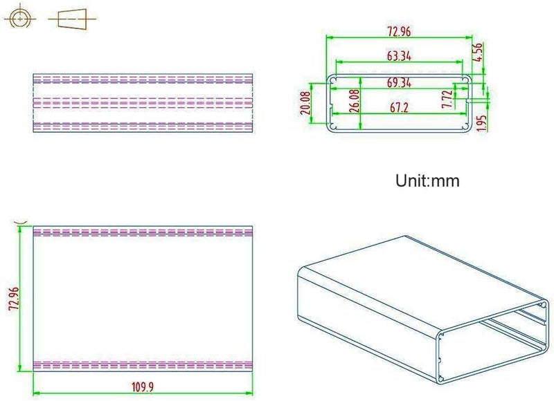 Eightwood Aluminum Box Electronic Amplifier Project Enclosure PCB Circuit Board DIY Case 432 x 282 x 113 inch LWH - Image 4