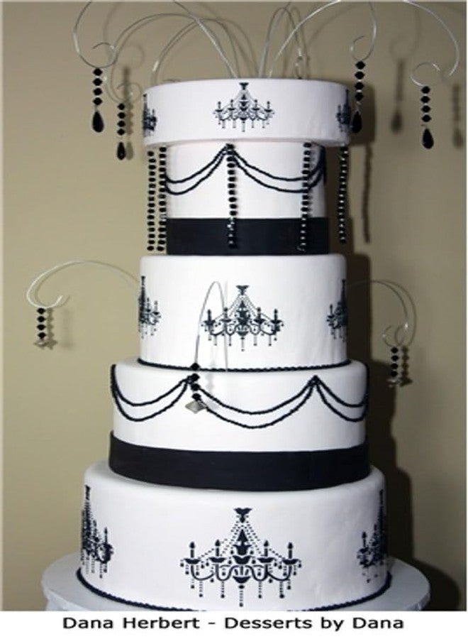 Designer Stencils Chandelier Stencil Set Cake and Cookie Stencils, Beige/Semi-Transparent, 2.5", 3.5", 5" - Image 3