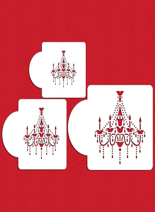 Designer Stencils Chandelier Stencil Set Cake and Cookie Stencils, Beige/Semi-Transparent, 2.5", 3.5", 5" - Image 1
