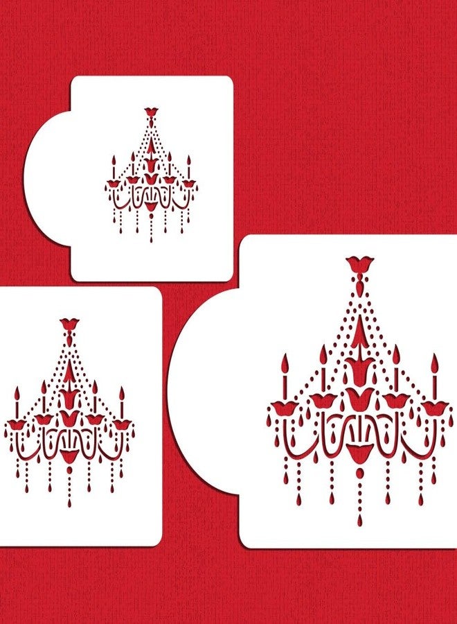 Designer Stencils Chandelier Stencil Set Cake and Cookie Stencils, Beige/Semi-Transparent, 2.5", 3.5", 5" - Image 2