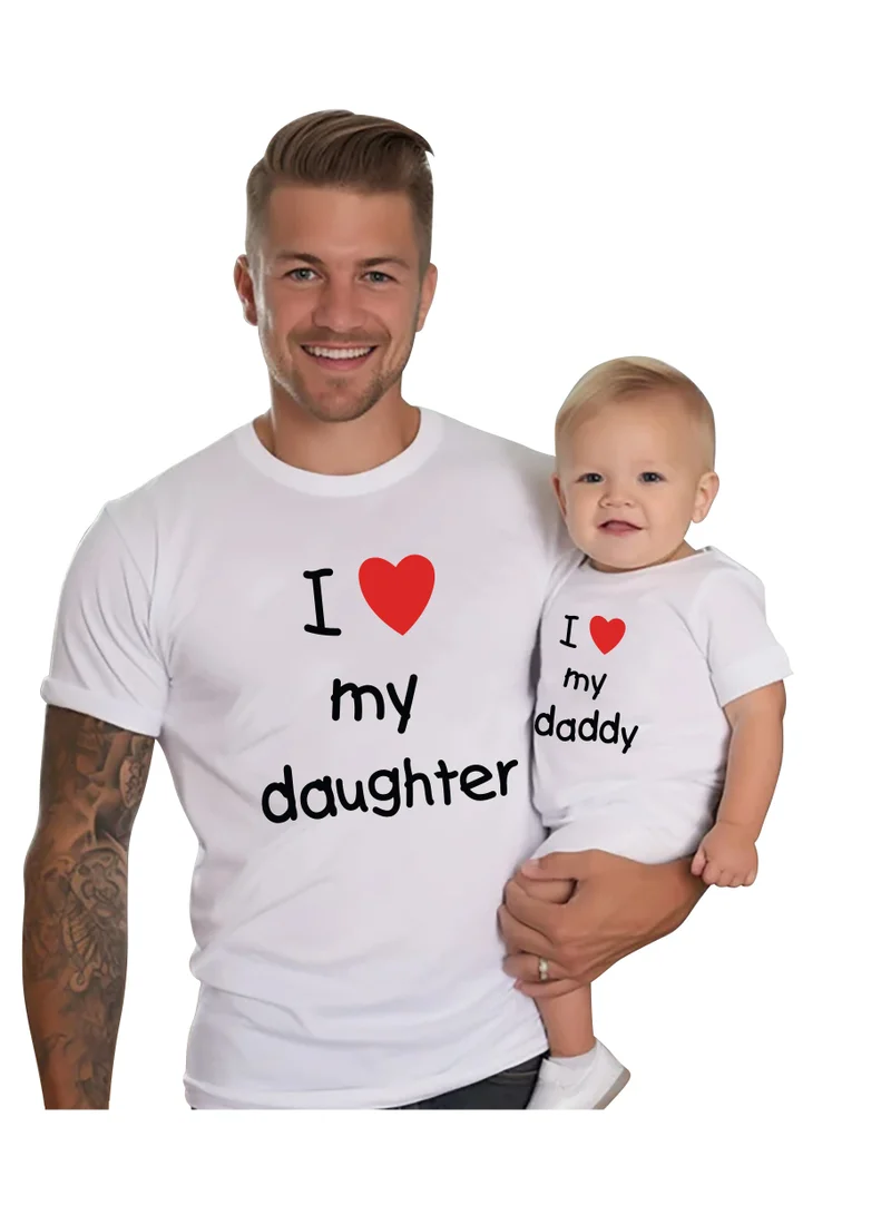 Matching Family Outfits I Love My Daughter I Love My Daddy Printed T-Shirt