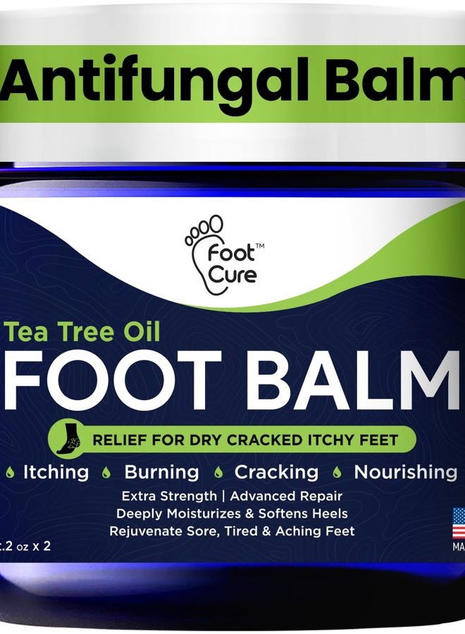 Foot Cure Antifungal Cream - For Itchy Feet and Skin Fungus Relief - Extra Strength Treatment for Athlete's Foot, Ringworm, and Jock Itch. Moisturizer for Dry Cracked Feet infused with Tea Tree Oil Made in USA - Image 1