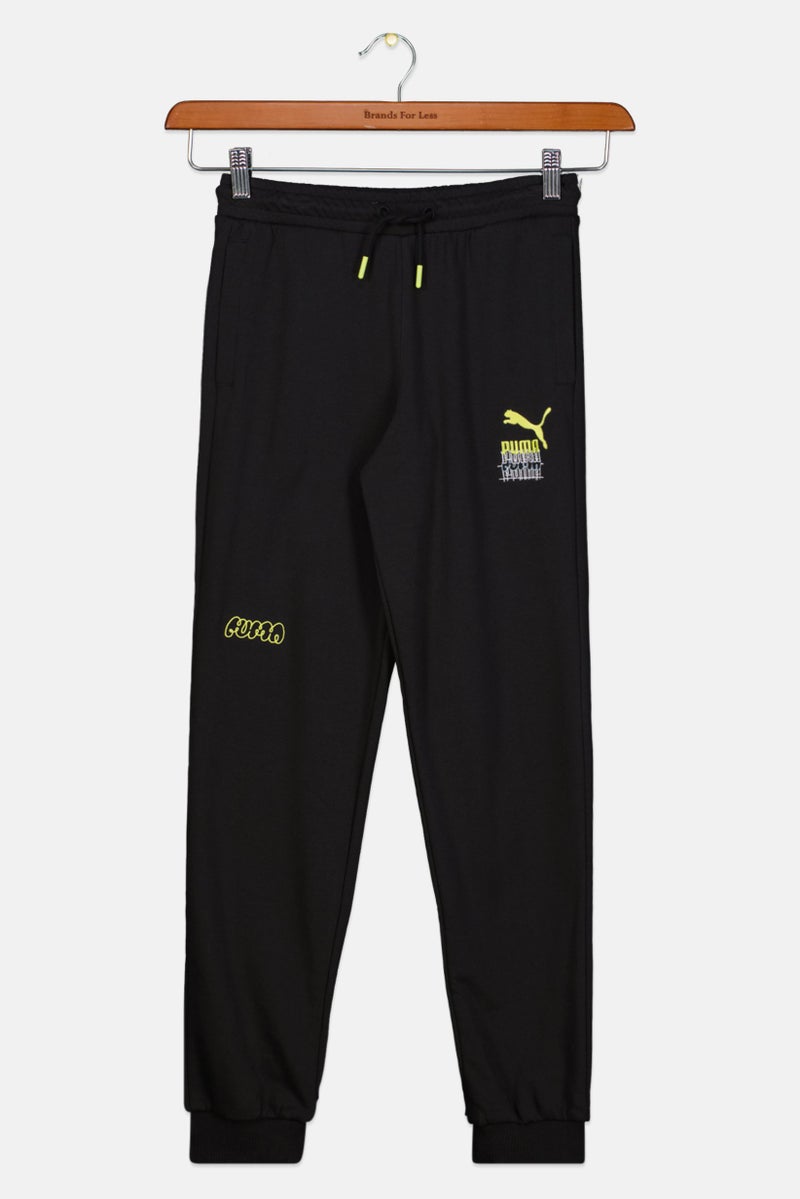 PUMA Kids Boys Sportswear Fit Brand Logo Outdoor Sweatpants, Black - Image 1