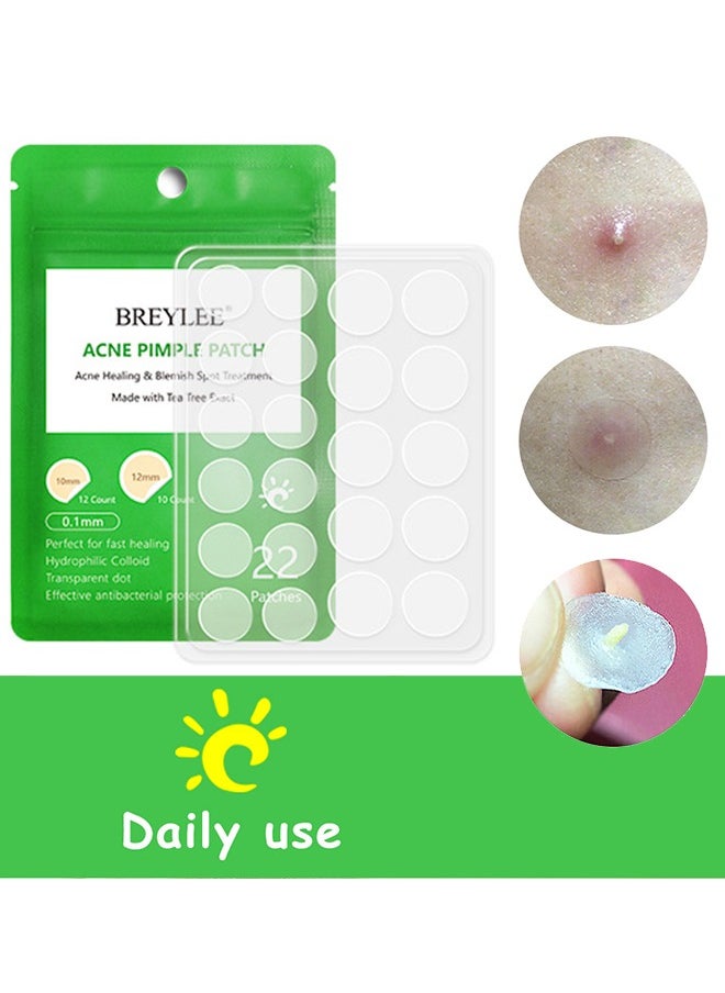 Breylee 22 Patches Acne Pimple Patch -Oil Control Anti Acne Facial Care ，Acne Spot ，Cystic Acne，Fungal Acne ，Face Acne Spot Treatment and Acne Scar Treatment Post Acne Marks Treatment，Pimple Remover Daily Use  - Image 1