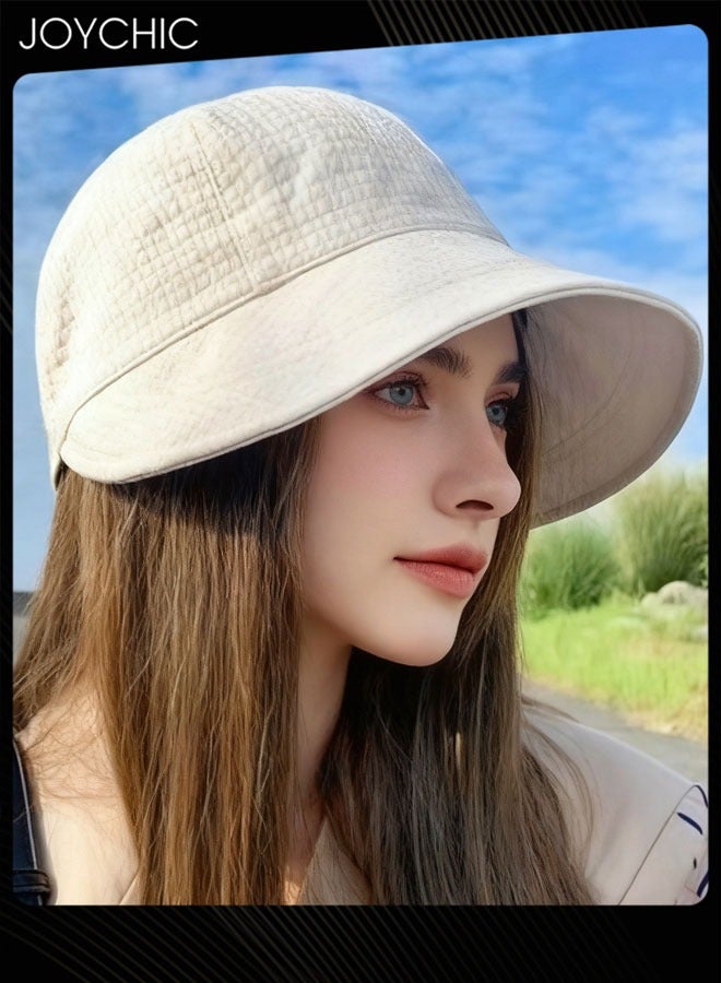 Joychic قبعة دلو متعددة الاستخدامات للربيع والصيف والخريف للنساء للحماية من الشمس في الهواء الطلق قبعة مدببة قابلة للتعديل وقبعة وافل قابلة للطي للسيدات والفتيات باللون الأبيض - Image 1