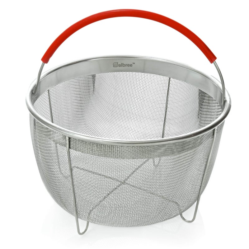 Original Salbree Steamer Basket for 8 qt quart Instant Pot Accessories Stainless Steel Strainer and Insert fits IP Insta Pots Instapot Other Pressure Cookers with Silicone Handle 3qt 6qt avail