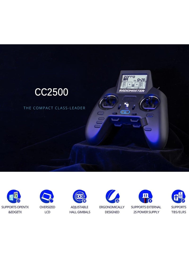 RADIOMASTER CC2500 Hall Handle Remote Control 2.4GHz 16CH JP4in1/ ELRS TX High Frequency Configurations Transmitter Mode2 for FPV Drones (Zorro CC2500 Version) - Image 2