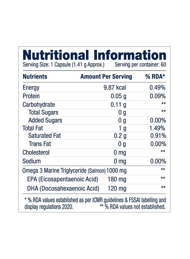 GNC زيت السلمون 1000 ملغ من GNC للرجال والنساء | 60 كبسولة لينة | غني بأوميغا-3 مع EPA و DHA | يخفف آلام المفاصل | يعزز صحة القلب | يدعم الذاكرة | يحمي صحة العين | مصنّع في الولايات المتحدة - Image 4