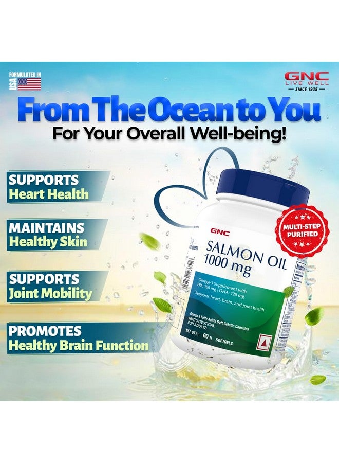 GNC زيت السلمون 1000 ملغ من GNC للرجال والنساء | 60 كبسولة لينة | غني بأوميغا-3 مع EPA و DHA | يخفف آلام المفاصل | يعزز صحة القلب | يدعم الذاكرة | يحمي صحة العين | مصنّع في الولايات المتحدة - Image 2